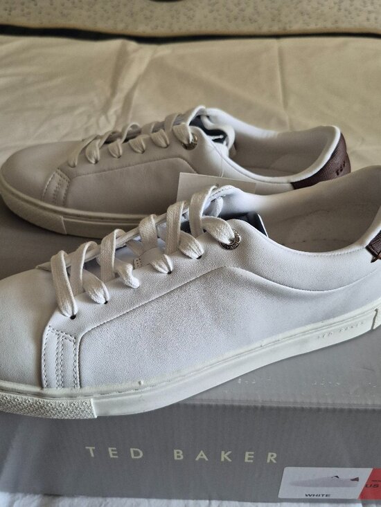 Ted Baker Men\'s Robberto Lace Up White Leather Shoes, Size 8.5, New With Box main image 13